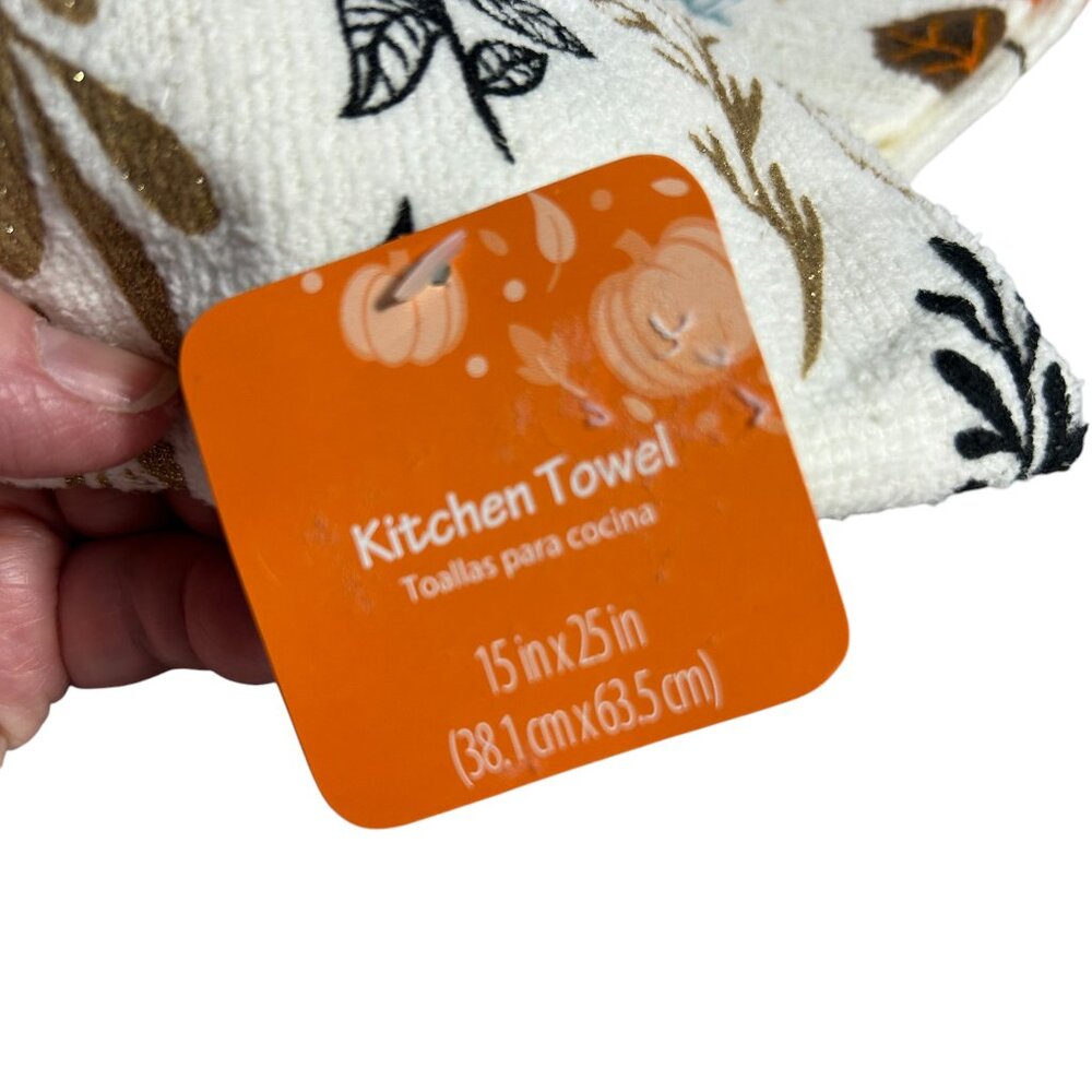 Women Owned Set 2 Kitchen Dish Towels Fox Fall Harvest Thanksgiving Cotton - Picture 3 of 5